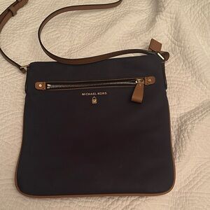 Michael Kors Dark Blue and Brown Bag
